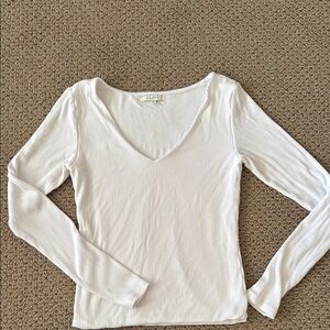 Z Supply White Fitted Long Sleeve Top